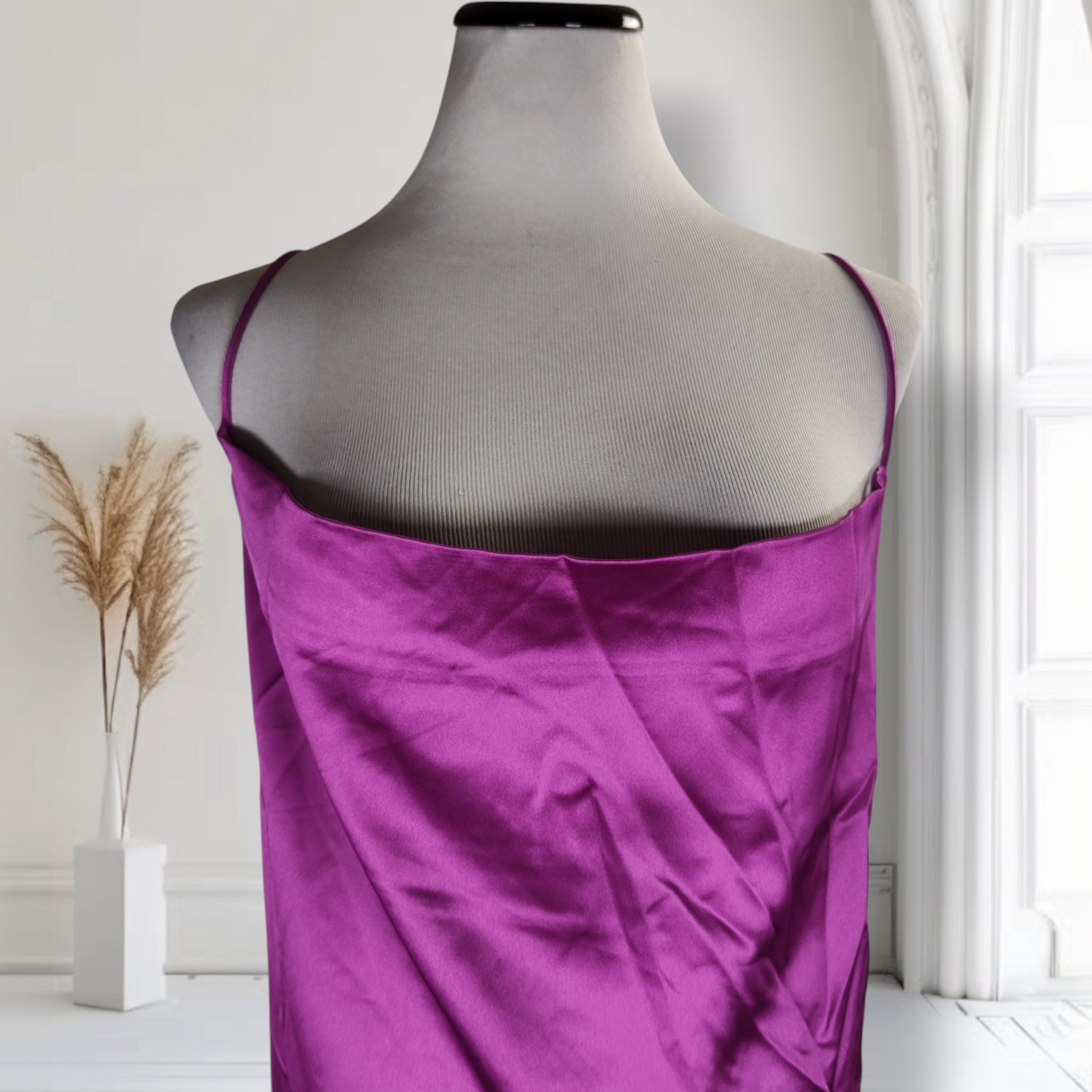 Trish Scully Satin Slip Dress Sz 14 Magenta Formal Wedding Guest Prom Nwt — image 6 of 8